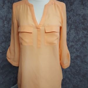 Maurice sheer blouse adjustable sleeves xs